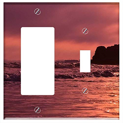 Rocker GFCI Toggle Combination Wall Plate Cover - Sunset Hazy Sky Clouds Landscape Weather Evening Rocker GFCI Toggle Combination Wall Plate Cover - Sunset Hazy Sky Clouds Landscape Weather Evening
