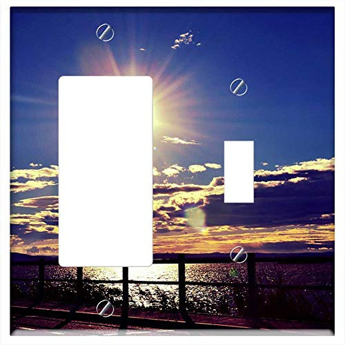 Rocker GFCI Toggle Combination Wall Plate Cover - Sunset Sun Sky Evening Twilight Sea France Rocker GFCI Toggle Combination Wall Plate Cover - Sunset Sun Sky Evening Twilight Sea France