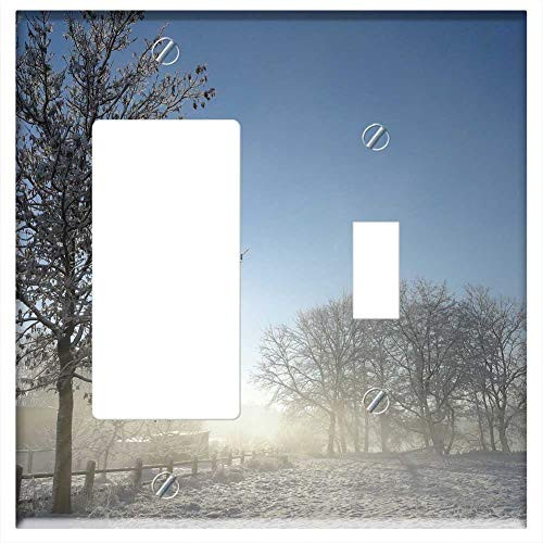 Rocker GFCI Toggle Combination Wall Plate Cover - Winter Snow Light Landscape Sun Sky Blue White Rocker GFCI Toggle Combination Wall Plate Cover - Winter Snow Light Landscape Sun Sky Blue White