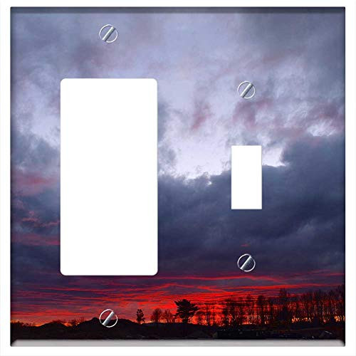 Rocker GFCI Toggle Combination Wall Plate Cover - Sunset Landscape Winter Trees Clouds Sky Colorful Rocker GFCI Toggle Combination Wall Plate Cover - Sunset Landscape Winter Trees Clouds Sky Colorful