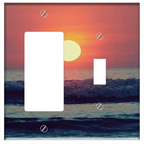 Rocker GFCI Toggle Combination Wall Plate Cover - Sun Setting Sun Sunset Water Clouds Sky Dusk Rocker GFCI Toggle Combination Wall Plate Cover - Sun Setting Sun Sunset Water Clouds Sky Dusk