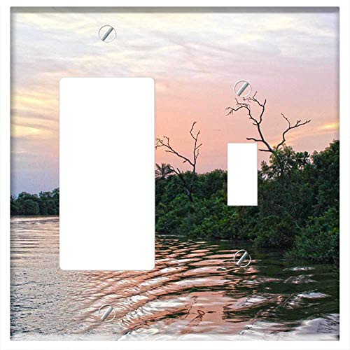 Rocker GFCI Toggle Combination Wall Plate Cover - Sunset River Dusk Water Nature Outdoor Tourism Rocker GFCI Toggle Combination Wall Plate Cover - Sunset River Dusk Water Nature Outdoor Tourism