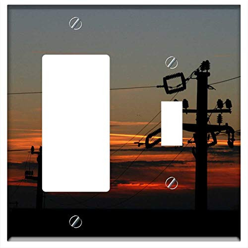 Rocker GFCI Toggle Combination Wall Plate Cover - Pole Sunset Sky Cloud Red In The Evening Rocker GFCI Toggle Combination Wall Plate Cover - Pole Sunset Sky Cloud Red In The Evening