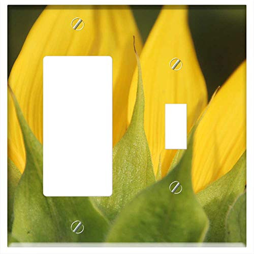 Rocker GFCI Toggle Combination Wall Plate Cover - Sun Flower Petals Blossom Bloom Plant Summer Rocker GFCI Toggle Combination Wall Plate Cover - Sun Flower Petals Blossom Bloom Plant Summer