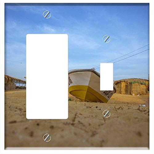 Rocker GFCI Toggle Combination Wall Plate Cover - Boat Goa Sand Sky India Landscape Nature Travel Rocker GFCI Toggle Combination Wall Plate Cover - Boat Goa Sand Sky India Landscape Nature Travel