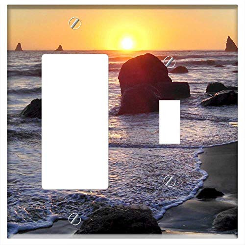 Rocker GFCI Toggle Combination Wall Plate Cover - Sunset Horizon Sun Sky Ocean Seascape Shore Rocker GFCI Toggle Combination Wall Plate Cover - Sunset Horizon Sun Sky Ocean Seascape Shore