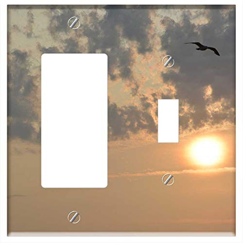 Rocker GFCI Toggle Combination Wall Plate Cover - Sunset Dark Clouds Twilight Clouds Light Rocker GFCI Toggle Combination Wall Plate Cover - Sunset Dark Clouds Twilight Clouds Light
