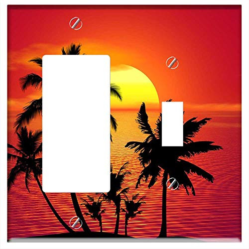 Rocker GFCI Toggle Combination Wall Plate Cover - Tropical Sunset Summer Beach Sunset Tropical Beach 2 Rocker GFCI Toggle Combination Wall Plate Cover - Tropical Sunset Summer Beach Sunset Tropical Beach 2
