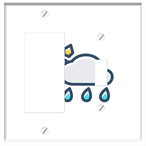 Rocker GFCI Toggle Combination Wall Plate Cover - Sun Cloud Rain Icon Summer Sky Sunny Weather Rocker GFCI Toggle Combination Wall Plate Cover - Sun Cloud Rain Icon Summer Sky Sunny Weather