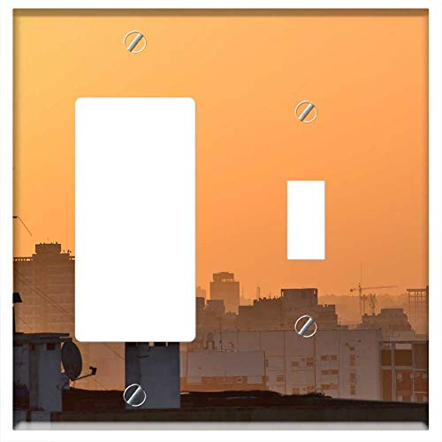 Rocker GFCI Toggle Combination Wall Plate Cover - Sunset Evening Afternoon Orange Partly Cloudy Dusk Rocker GFCI Toggle Combination Wall Plate Cover - Sunset Evening Afternoon Orange Partly Cloudy Dusk