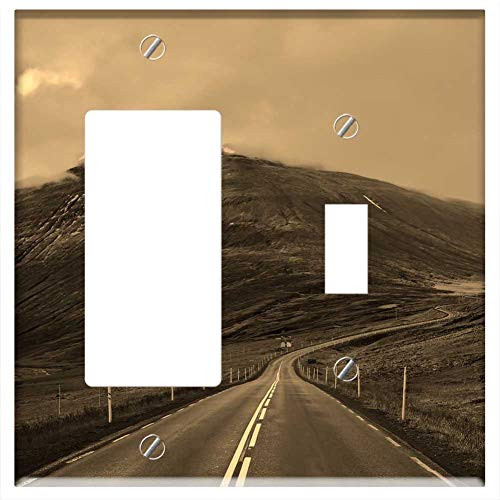 Rocker GFCI Toggle Combination Wall Plate Cover - Iceland Landscape Sky Clouds Sunset Sunrise Sepia Rocker GFCI Toggle Combination Wall Plate Cover - Iceland Landscape Sky Clouds Sunset Sunrise Sepia