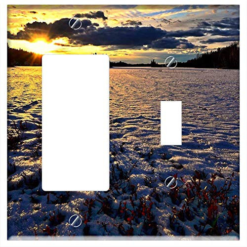 Rocker GFCI Toggle Combination Wall Plate Cover - Winter Landscape Sunset Snow Clouds Sky Winter