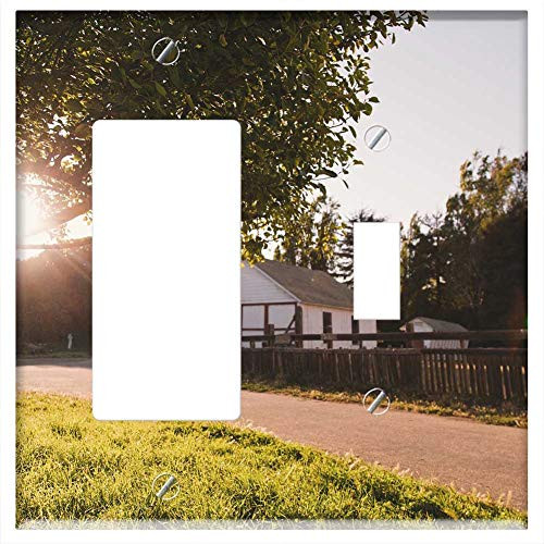 Rocker GFCI Toggle Combination Wall Plate Cover - Sunlight Sunshine Sunset Sunrise Grass Nature Sky Rocker GFCI Toggle Combination Wall Plate Cover - Sunlight Sunshine Sunset Sunrise Grass Nature Sky