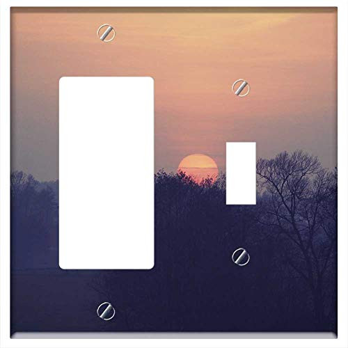 Rocker GFCI Toggle Combination Wall Plate Cover - The Sun Forest Tree Nature October Gold Poland