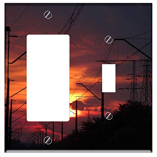 Rocker GFCI Toggle Combination Wall Plate Cover - Sunset Sky Orange Sky Sun West The Backlight Rocker GFCI Toggle Combination Wall Plate Cover - Sunset Sky Orange Sky Sun West The Backlight