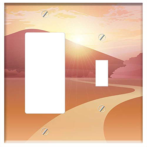 Rocker GFCI Toggle Combination Wall Plate Cover - Sunset Background Scenery Colorful