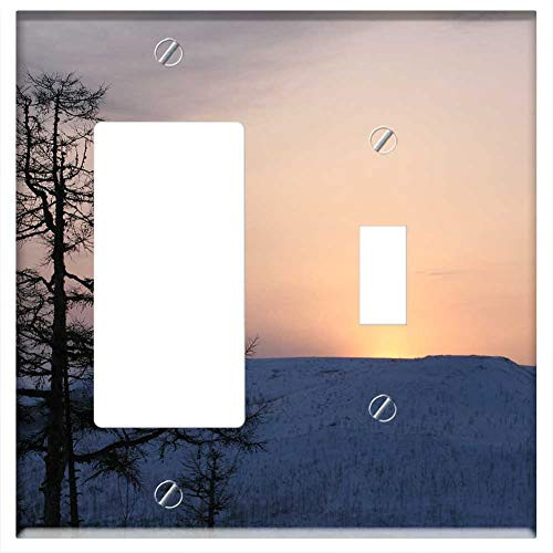 Rocker GFCI Toggle Combination Wall Plate Cover - Sunset Mountains Larch Winter Evening Landscape Rocker GFCI Toggle Combination Wall Plate Cover - Sunset Mountains Larch Winter Evening Landscape