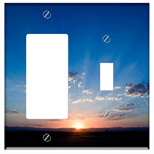 Rocker GFCI Toggle Combination Wall Plate Cover - Sunrise Sky Blue Sunlight Clouds Dawn Horizon