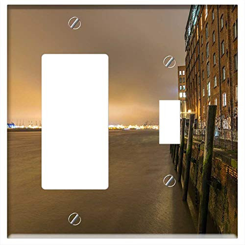 Rocker GFCI Toggle Combination Wall Plate Cover - Waters Sunset Travel Sky Dawn Elbe Evening 1