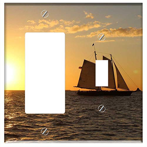 Rocker GFCI Toggle Combination Wall Plate Cover - Sunset Water Sea Ocean Sailboat Dusk Summer Rocker GFCI Toggle Combination Wall Plate Cover - Sunset Water Sea Ocean Sailboat Dusk Summer