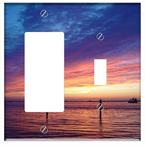 Rocker GFCI Toggle Combination Wall Plate Cover - Sunset Sky Clouds Colorful Pink Blue Sea Ocean Rocker GFCI Toggle Combination Wall Plate Cover - Sunset Sky Clouds Colorful Pink Blue Sea Ocean
