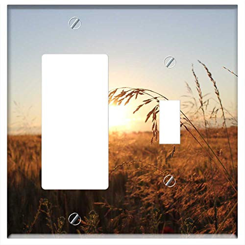Rocker GFCI Toggle Combination Wall Plate Cover - Sunset Evening Grass Landscape Outdoor Nature Rocker GFCI Toggle Combination Wall Plate Cover - Sunset Evening Grass Landscape Outdoor Nature