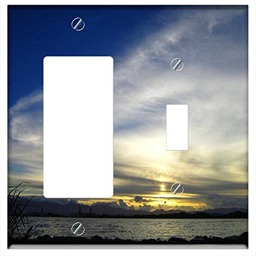 Rocker GFCI Toggle Combination Wall Plate Cover - Sunset Of Sun Sky Clouds Rocker GFCI Toggle Combination Wall Plate Cover - Sunset Of Sun Sky Clouds