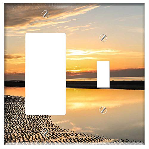 Rocker GFCI Toggle Combination Wall Plate Cover - Sunset Sea Traces Sand Water Yellow Abendstimmung Rocker GFCI Toggle Combination Wall Plate Cover - Sunset Sea Traces Sand Water Yellow Abendstimmung