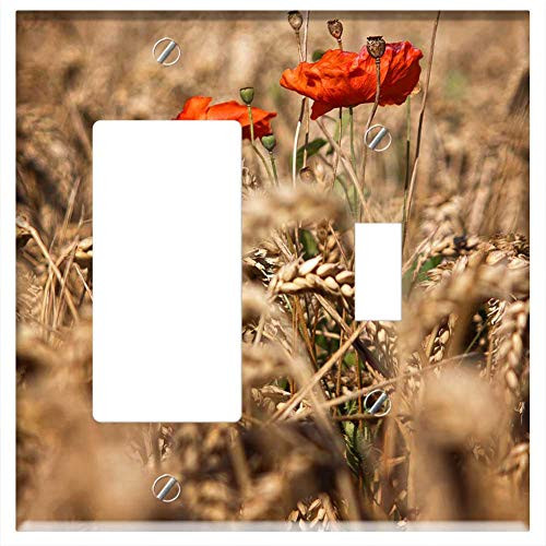 Rocker GFCI Toggle Combination Wall Plate Cover - Poppy Klatschmohn Cornfield Summer Sun Cereals
