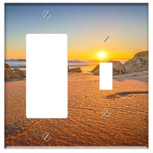 Rocker GFCI Toggle Combination Wall Plate Cover - Sunset Sand Foot Feet Nature Water Sky Beach