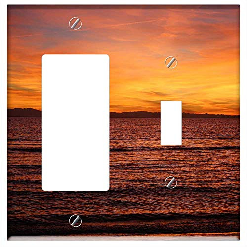 Rocker GFCI Toggle Combination Wall Plate Cover - Sun Sea Sand Sunset Horizon Landscape Sky Rocker GFCI Toggle Combination Wall Plate Cover - Sun Sea Sand Sunset Horizon Landscape Sky