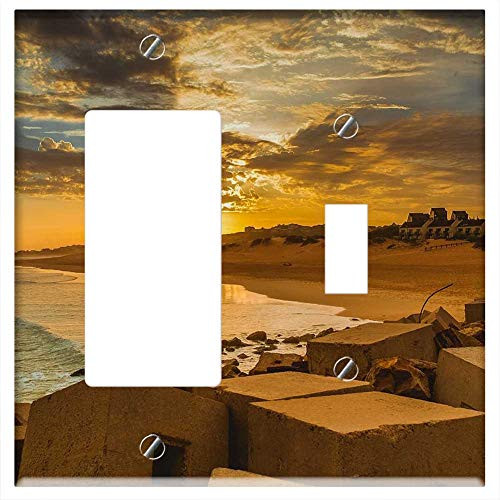 Rocker GFCI Toggle Combination Wall Plate Cover - Sunset Pier South Africa Ocean Beach Sky Water
