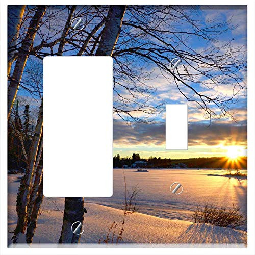 Rocker GFCI Toggle Combination Wall Plate Cover - Winter Landscape Sunset Winter Twilight Nature Rocker GFCI Toggle Combination Wall Plate Cover - Winter Landscape Sunset Winter Twilight Nature