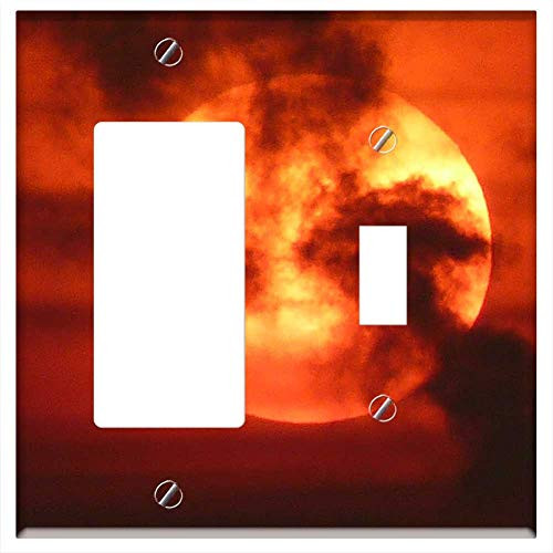 Rocker GFCI Toggle Combination Wall Plate Cover - Sun Sunset Red Fire Sky Clouds Rocker GFCI Toggle Combination Wall Plate Cover - Sun Sunset Red Fire Sky Clouds