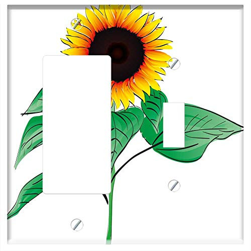 Rocker GFCI Toggle Combination Wall Plate Cover - Sun Flower Summer Plant Garden Flower Orange Rocker GFCI Toggle Combination Wall Plate Cover - Sun Flower Summer Plant Garden Flower Orange