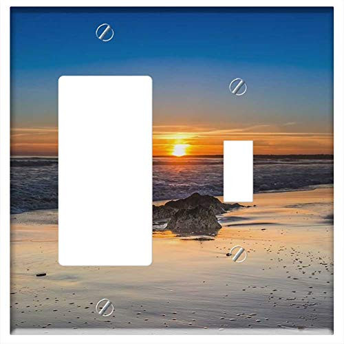 Rocker GFCI Toggle Combination Wall Plate Cover - Sunset Spain Malaga Summer Scenic