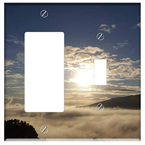 Rocker GFCI Toggle Combination Wall Plate Cover - Sunset Sun Fog Clouds Rocker GFCI Toggle Combination Wall Plate Cover - Sunset Sun Fog Clouds