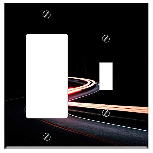 Rocker GFCI Toggle Combination Wall Plate Cover - Dark Night Road Street Asphalt Travel 1