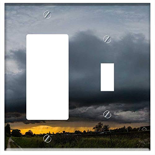 Rocker GFCI Toggle Combination Wall Plate Cover - Cloud Rain Sunset Storm Clouds Denmark Landscape Rocker GFCI Toggle Combination Wall Plate Cover - Cloud Rain Sunset Storm Clouds Denmark Landscape