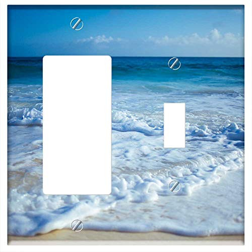Rocker GFCI Toggle Combination Wall Plate Cover - Beach Sand Ocean Sea Waves Water Shore Sunshine Rocker GFCI Toggle Combination Wall Plate Cover - Beach Sand Ocean Sea Waves Water Shore Sunshine