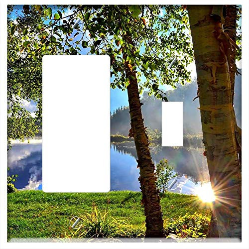 Rocker GFCI Toggle Combination Wall Plate Cover - Summer Landscape Sunset Summer Nature Lake Beauty Rocker GFCI Toggle Combination Wall Plate Cover - Summer Landscape Sunset Summer Nature Lake Beauty