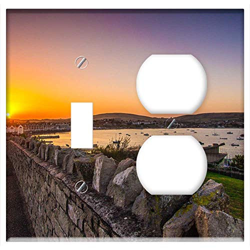 2-Gang Toggle Outlet Combination Wall Plate Cover - Swanage Bay Dorset Sea Sunset 2-Gang Toggle Outlet Combination Wall Plate Cover - Swanage Bay Dorset Sea Sunset