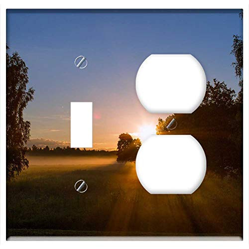 2-Gang  Toggle Outlet Combination Wall Plate Cover - Sunset Landscape Sunrise Sun Summer Sunlight