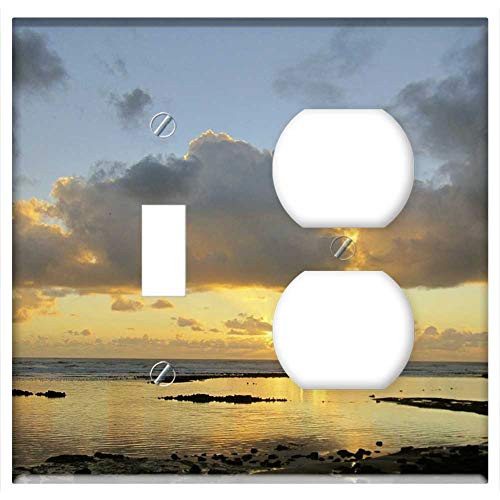 2-Gang  Toggle Outlet Combination Wall Plate Cover - Sunset Twilight Sand Sea Evening