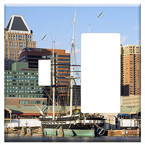 Toggle Rocker GFCI Combination Wall Plate Cover - City Architecture Water Travel Sky Baltimore Toggle Rocker GFCI Combination Wall Plate Cover - City Architecture Water Travel Sky Baltimore