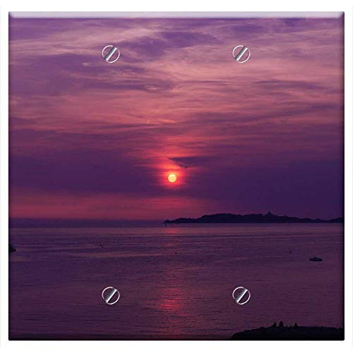 Double Blank Wall Plate Cover - Sunset Violet Sea Evening Sun Twilight Landscape Double Blank Wall Plate Cover - Sunset Violet Sea Evening Sun Twilight Landscape