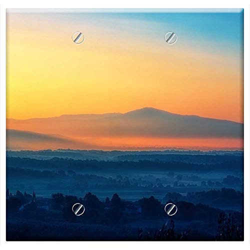 Double Blank Wall Plate Cover - Landscape Mountain View Sunset Aerial Outdoor Double Blank Wall Plate Cover - Landscape Mountain View Sunset Aerial Outdoor