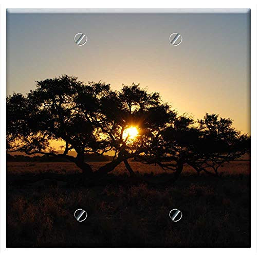 Double Blank Wall Plate Cover - Africa Sunset Namibia Landscape Tree Abendstimmung