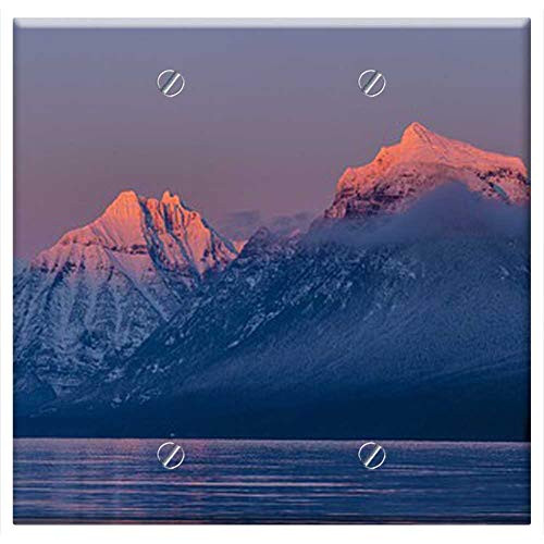 Double Blank Wall Plate Cover - Lake Mcdonald Sunset Evening Dusk Twilight