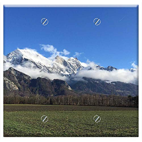 Double Blank Wall Plate Cover - Mountains Sky Nature Landscape Travel Sunset Blue